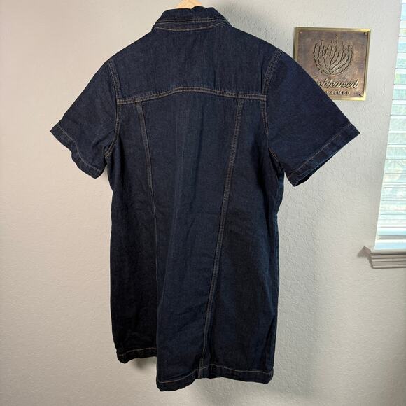 Women's Blank NYC Denim Blue Jean Short Sleeve Zip Front Dress Size XL NEW - Picture 8 of 8